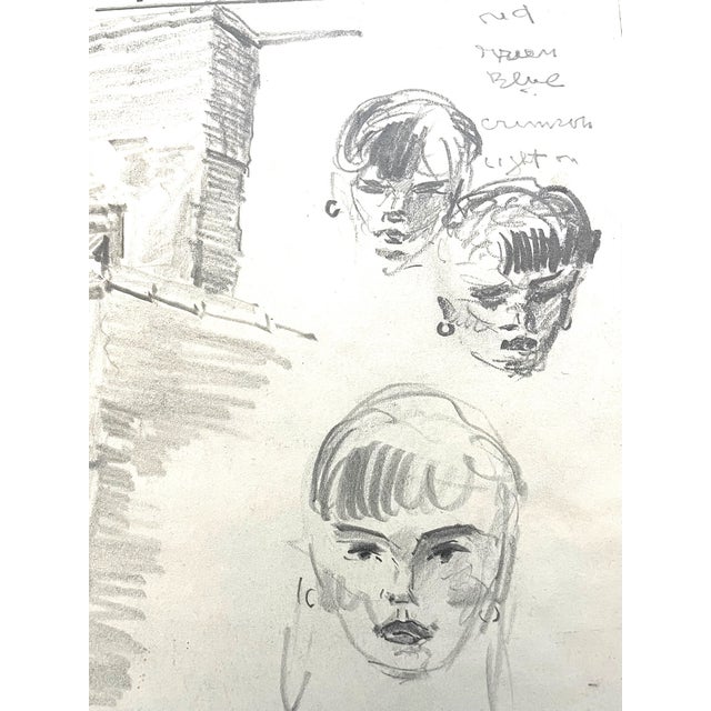 Paper Leonard Scheu Impressionist Architectural Figures Signed Drawing Gouache For Sale - Image 7 of 11