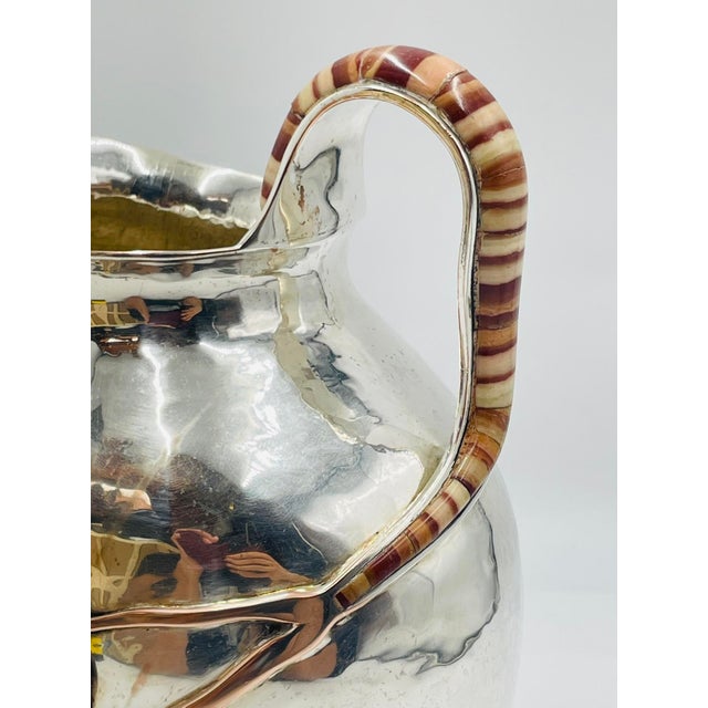 1980s Large Emilia Castillo Water Pitcher With Natural Jasper Stone Inlay, Signed For Sale - Image 12 of 18