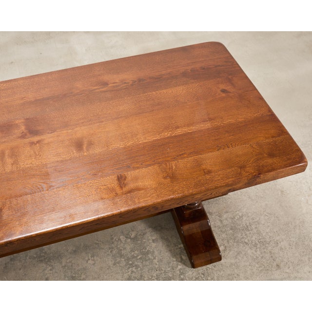 Country French Provincial Oak Double Trestle Dining Table 7 Ft For Sale - Image 14 of 18
