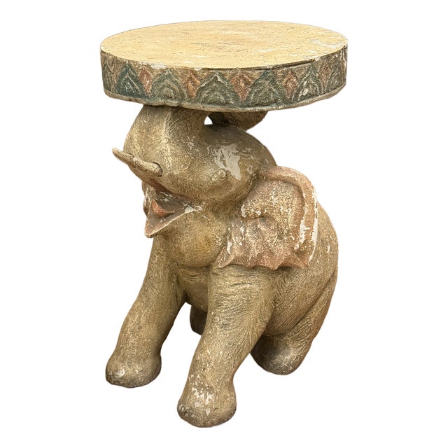 Elephant Pedestal Side Table, Vintage For Sale