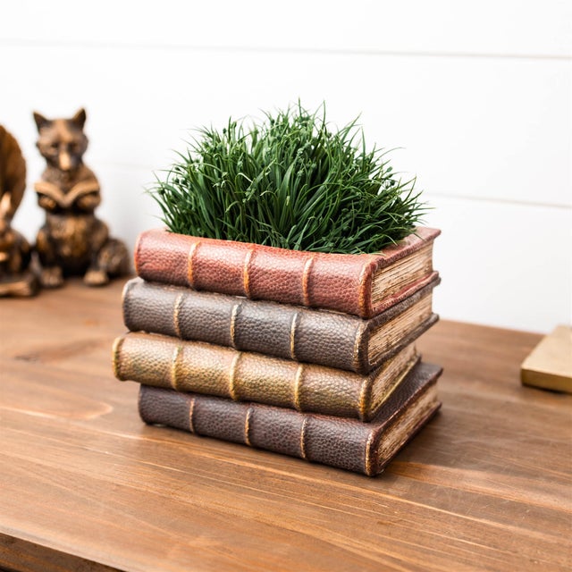 Traditional Decorative Book Stack Vase 5"H For Sale - Image 3 of 5