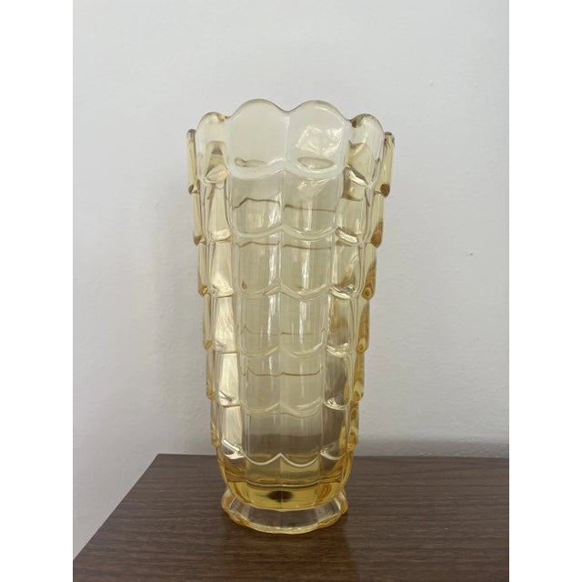 Mid 20th Century Mid-Century Modern Cambridge/Manderin Gold Pressed Glass Vase in the Cascade Pattern Circa 1949-58 For Sale - Image 5 of 8