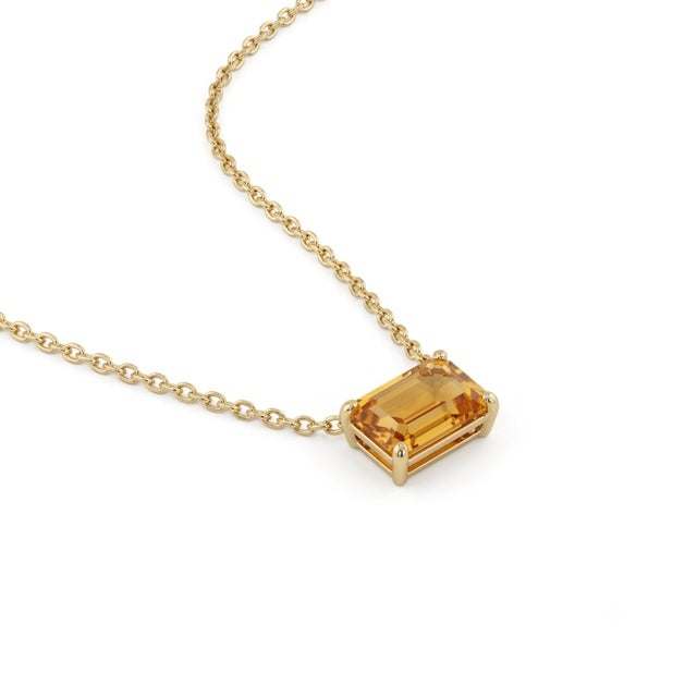 Contemporary Dainty Citrine Bar Chain Necklace, November Birthstone Necklace For Sale - Image 3 of 4