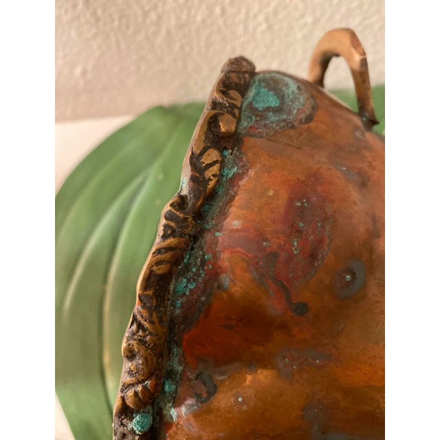 Metal Antique Solid Copper Ice Bucket With Copper Tongs For Sale - Image 7 of 11