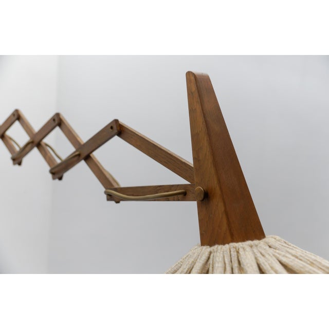Scandinavian Scissor Wall Lamp in Wood and Fabric, 1960s For Sale - Image 13 of 18
