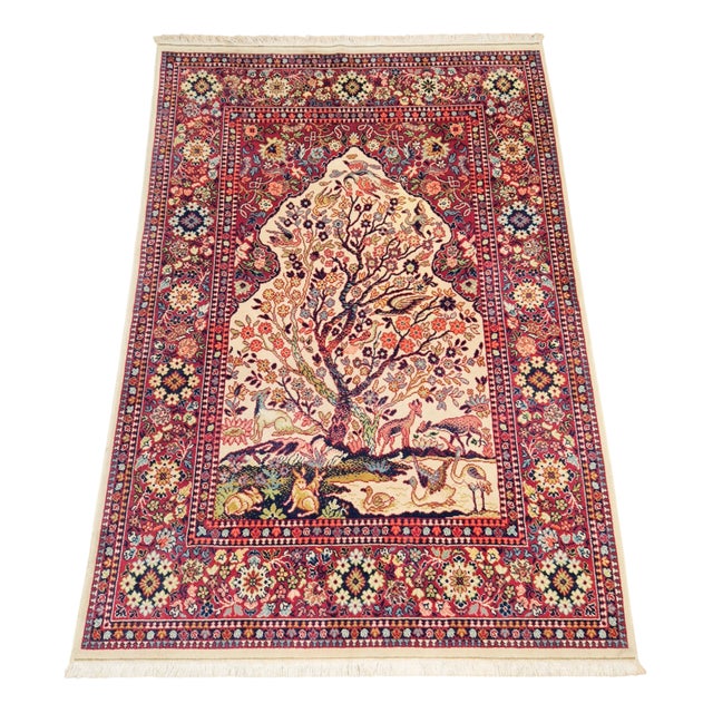 Vintage Middle Eastern Silk Rug, 1960 For Sale