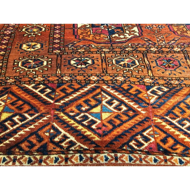 Tribal Vintage Turkmen Tekke in Allover Pattern in Red, Navy, Ivory, Yellow, Blue For Sale - Image 3 of 18