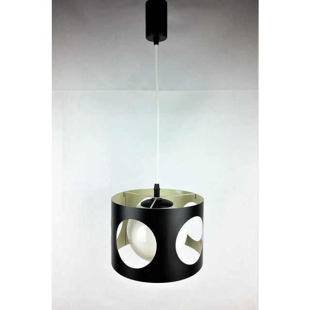 Black Large Vintage Black Pendant Lamp, 1960s For Sale - Image 8 of 12