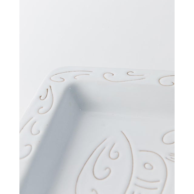 Ceramic Vintage Ceramic Plate in White Ceramic with Etched Rooster Motif Relief, 1960s For Sale - Image 7 of 13