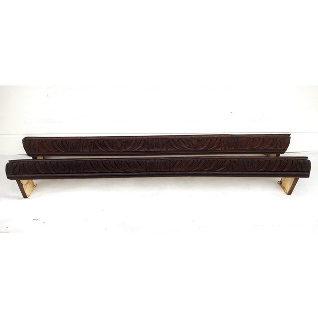 Antique Neo-Renaissance Wooden Curtain Rod Covers, 1890s, Set of 2 For Sale - Image 13 of 17