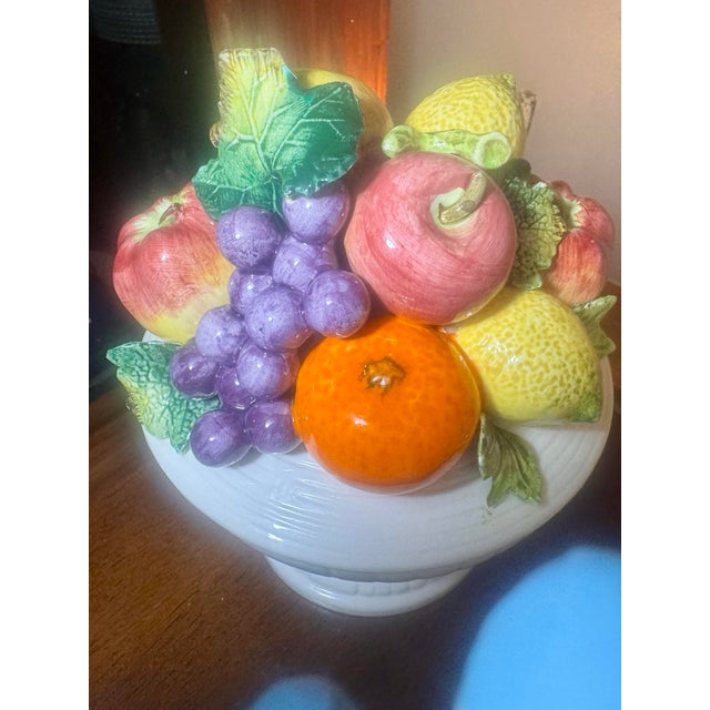 Vintage Arco Italian Majolica Style Fruit Compote Candy Dish With Lid – Ceramic Pedestal Bowl – Hollywood Regency Deco For Sale In Dallas - Image 6 of 12