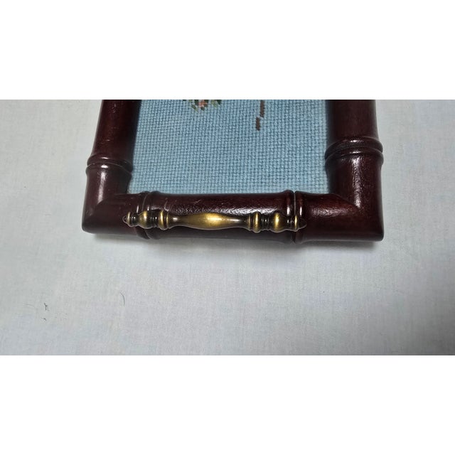 Chinoiserie Faux Bamboo Needlepoint Tray For Sale - Image 4 of 5