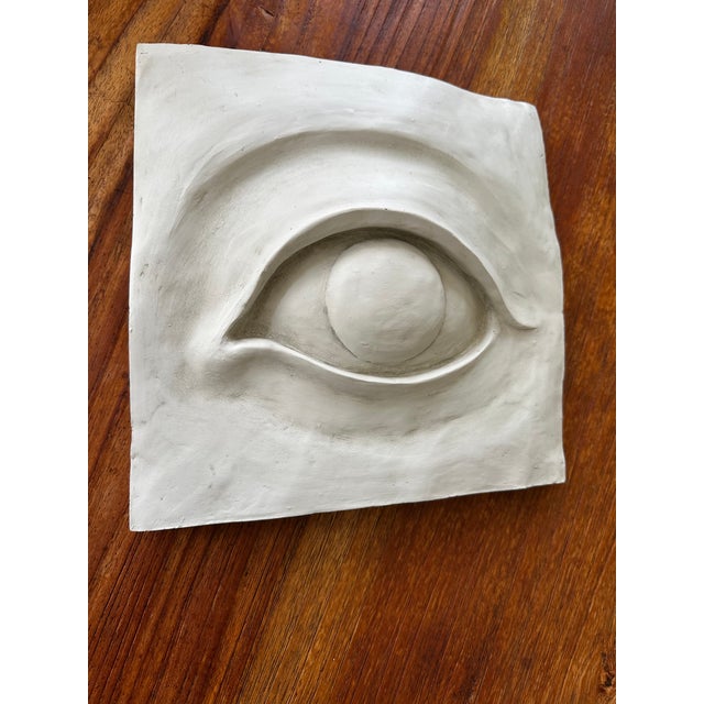 Mid-Century Modern Vintage 1970’s Plaster Eye Sculpture Wall Plaque For Sale - Image 3 of 13