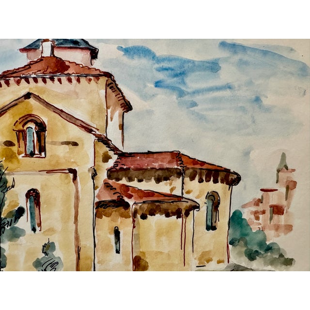 Rustic Henry Emil Salloch Original Watercolor on Paper Church of San MIllán, 1971. For Sale - Image 3 of 6