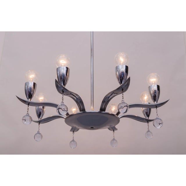 Art Deco Chrome Chandelier, 1930s, in Flawless conditions. Designed 1920 to 1949 European Plug (up to 250V).The wiring of...