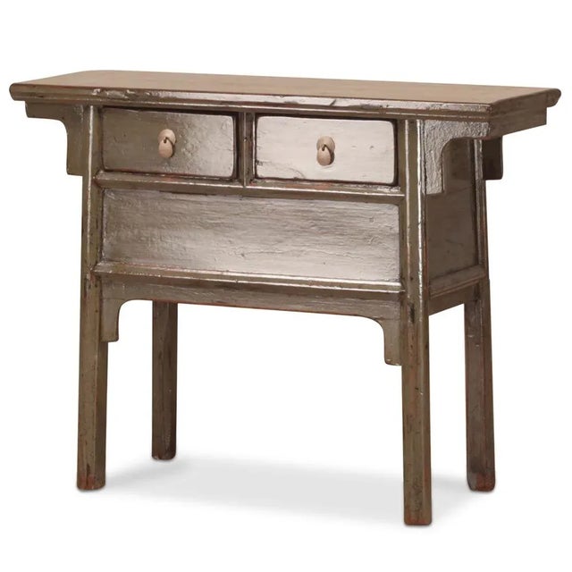 Grey Lacquer Two Drawer Side Table, 1920s For Sale - Image 6 of 6