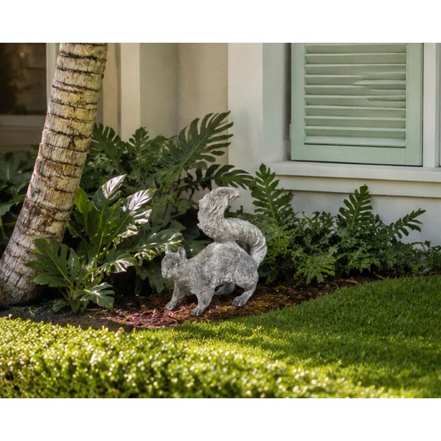 Stone Gray Vintage Cast Iron Lifelike Squirrel Garden Statue For Sale - Image 8 of 12