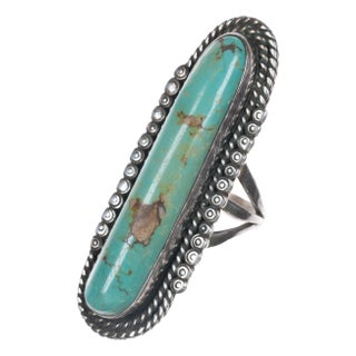 sz6 Large James Martin Navajo sterling and turquoise ring For Sale