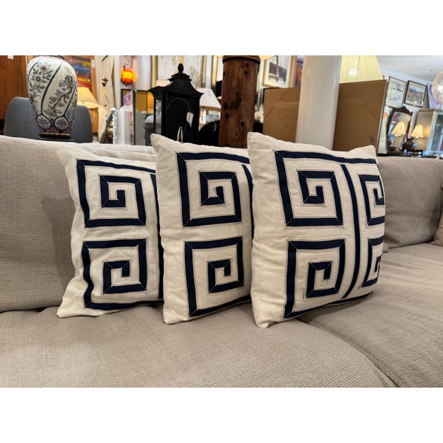 Barclay Butera for Eastern Accents Greek Key Throw Pillows, Set of Three For Sale In San Francisco - Image 6 of 12
