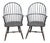 Late 20th Century Pair of Pennsylvania House Sack Back Windsor Arm Chairs Black Finish For Sale