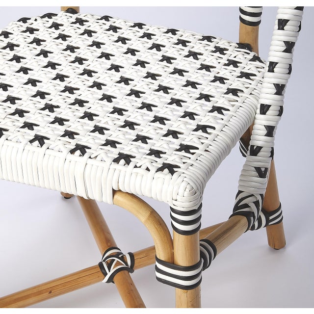 Tenor 18.5 in. Seat Height Rattan Side Dining Chair with Back, Black For Sale - Image 11 of 11