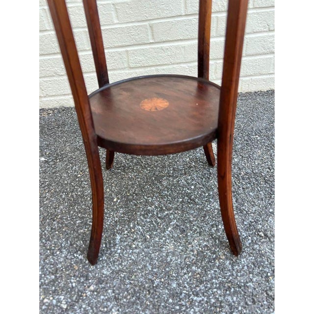 Brown Antique 19th Century Edwardian Sheraton Mahogany Inlaid Plant Stand For Sale - Image 8 of 10