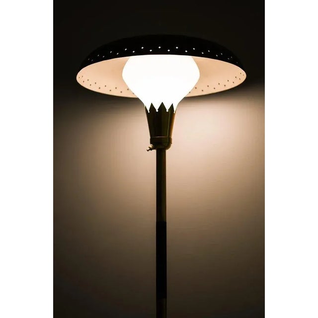 Vintage Floor Lamp in Opaline Glass and Lacquered Metal, 1950s For Sale - Image 6 of 11