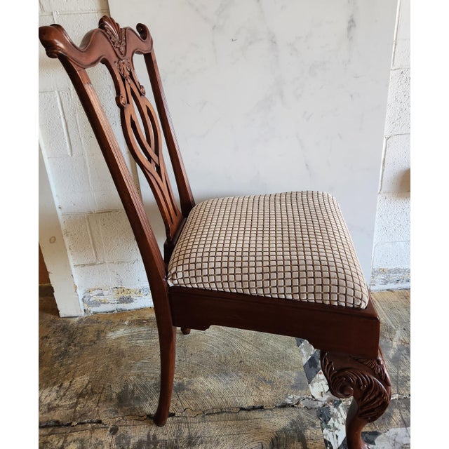 Brown 8 Mahogany American Chippendale "Scroll" Chairs Attributed to Leighton Hall For Sale - Image 8 of 16