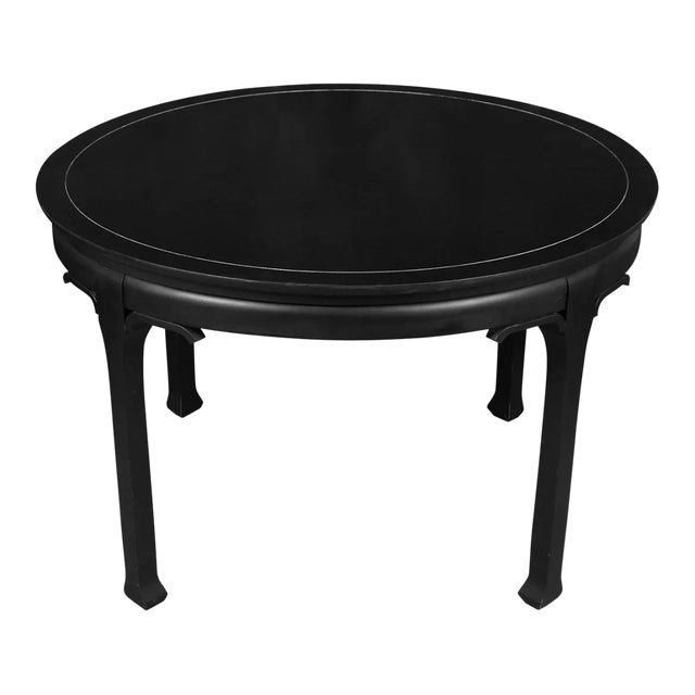 Round Ebonized Asian Style Mid Century Center Table For Sale