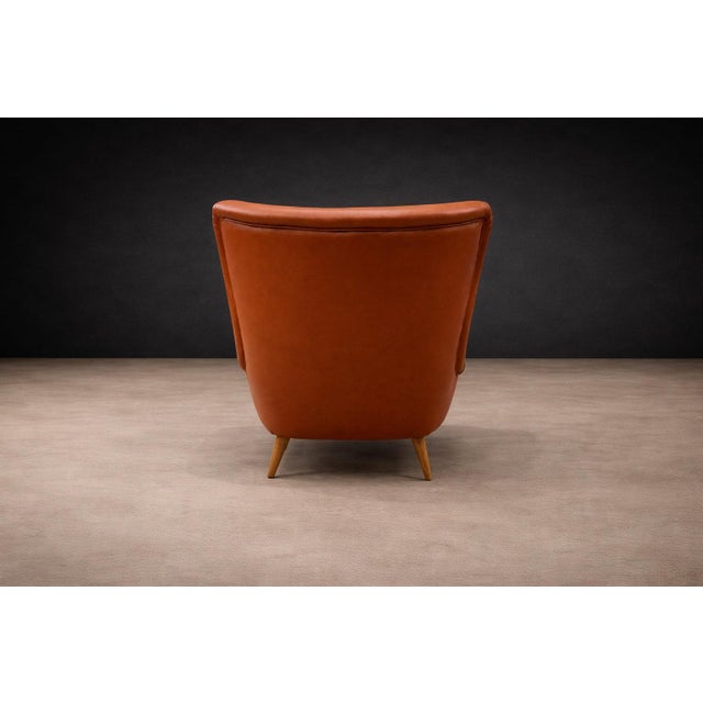 1950s Brazilian Modern Armchair with Ottoman in Hardwood & Leather by Carlo Hauner, Brazil, 1950s - Lot 353 For Sale - Image 5 of 12