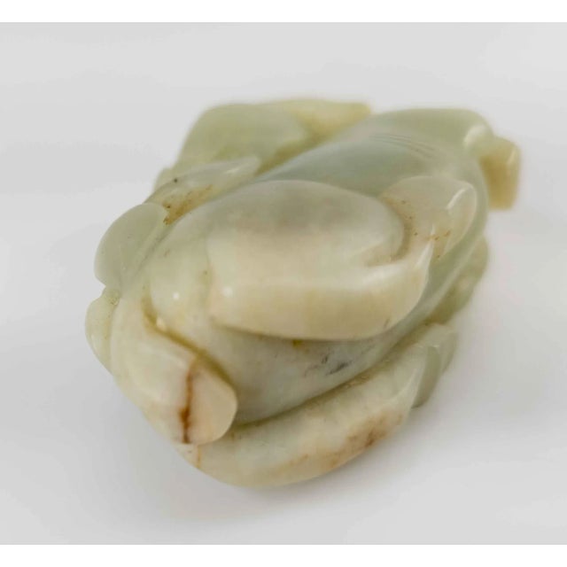 Chinese Carved Celadon Nephrite Jade Ram For Sale - Image 10 of 12
