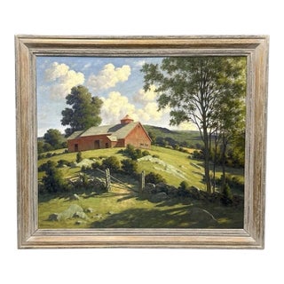 1960s Red Barn in Summer by Bertram George Breustle For Sale