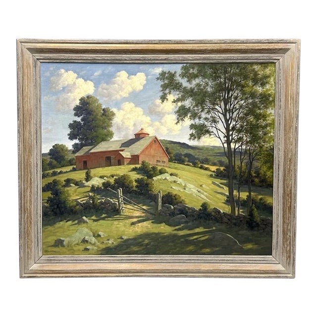 1960s Red Barn in Summer by Bertram George Breustle For Sale