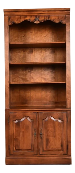 Ethan Allen French Provincial Louis XV Solid Maple Bookcase or Display Cabinet