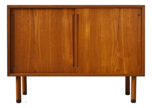 Vintage Sliding Door Cabinet in Teak by Hans Wagner for Ry Möbler