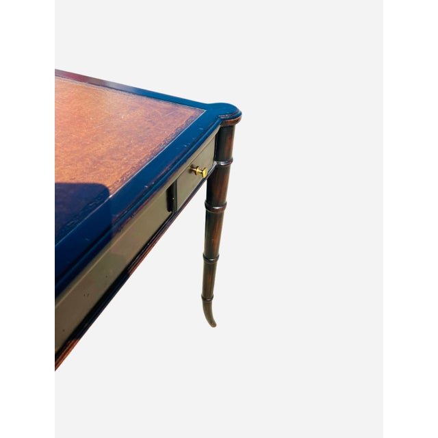 1980s Faux Bamboo Leather Top Mahjong Table For Sale - Image 9 of 14