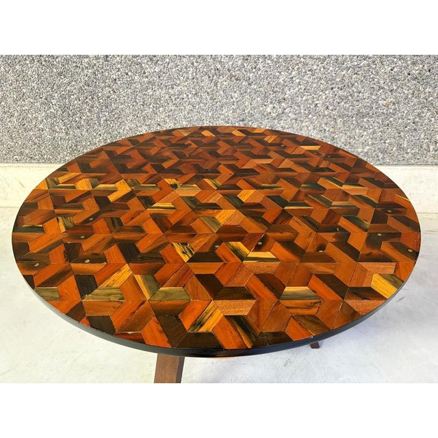 French Art Deco Marquetry Center Table, 1930s For Sale - Image 4 of 11