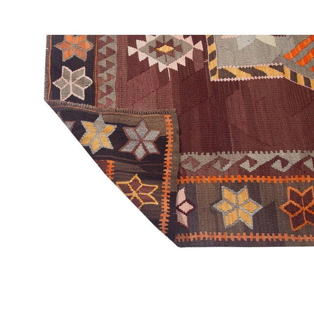 Mid 20th Century Large Vintage Turkish Kars Kilim Rug For Sale - Image 5 of 6