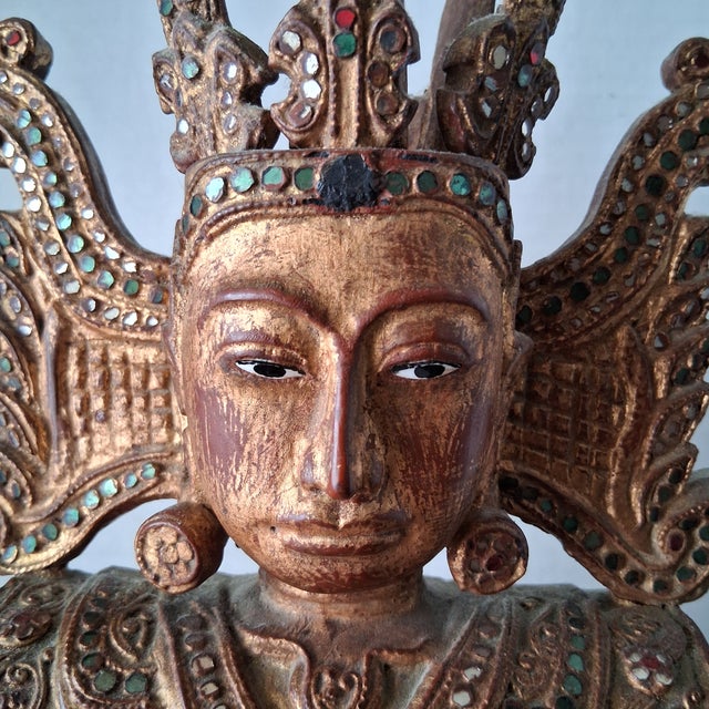 Carved gilt wood antique Burmese Jambupati Buddha from the Shan or Mandalay region. Undamaged, with only normal age wear....