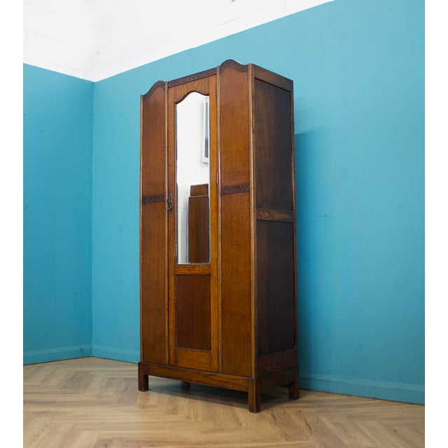 Vintage Art Deco Oak Hall Cupboard, 1930s For Sale - Image 4 of 9