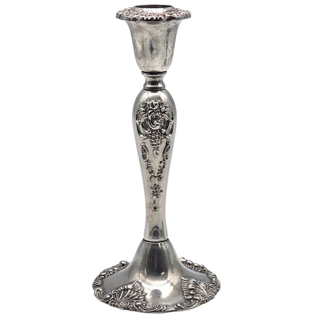Metal Pair Godinger Baroque Silverplate Candlesticks — Rococo Revival 8.25" For Sale - Image 7 of 11