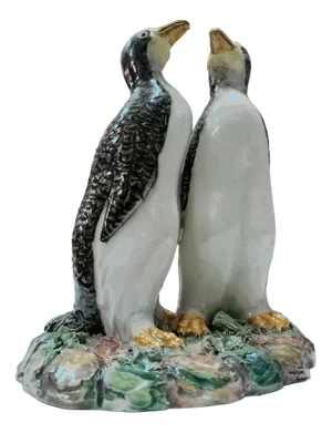 Ceramic Penguin Figurine Grop