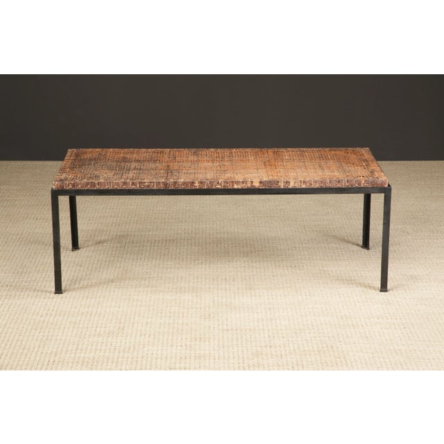 Danny Ho Fong Caned Dining Table by Danny Ho Fong for Tropi-cal in Iron and Rattan, c 1960s For Sale - Image 4 of 12