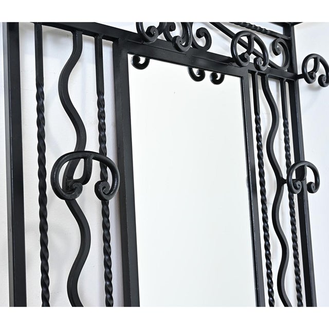 Art Deco French Art Deco Wrought Iron Hall Tree with Mirror For Sale - Image 3 of 13