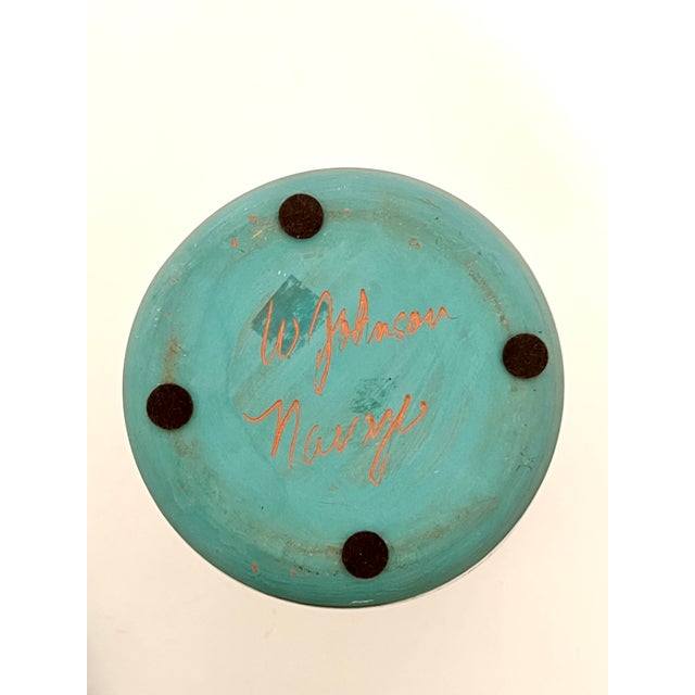 Monumental Southwestern Studio Art Pottery Vase Signed W. Johnson “Navajo” – Carved Bear Motif For Sale - Image 4 of 10