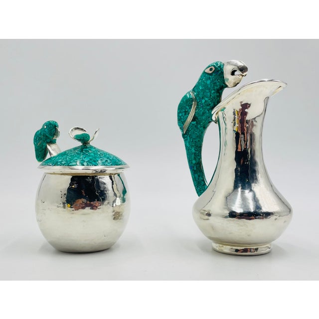 1960s Taxco Parrot Creamer Sugar Spoon Set Mexican Silversmithing - 3pcs For Sale In Los Angeles - Image 6 of 18
