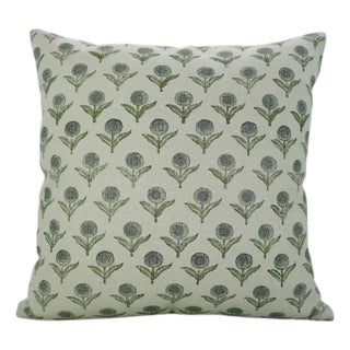 Premium Block Water Replicant Cushion Cover 24x24 Inch Cotton Linen- Genda Pushp For Sale