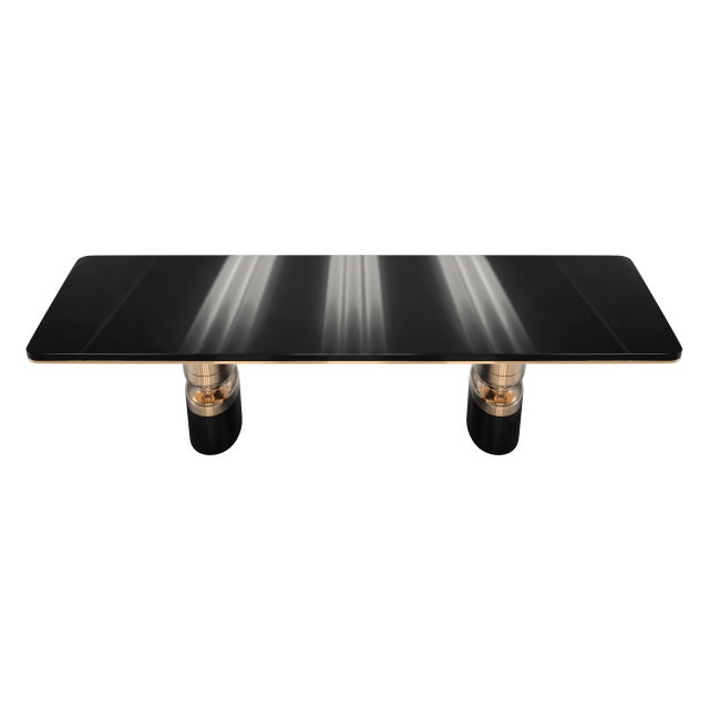 "Aurora" Dining Table With Bronze and Stainless Steel, Handmade For Sale In Los Angeles - Image 6 of 6