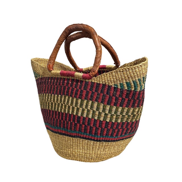 African Ghanian Bolga Basket 18" H by 20" W For Sale - Image 4 of 5