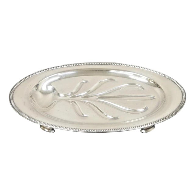 Mid 20th Century Community Plate English Regency Silver Plated Oval Meat Cutlery Serving Platter For Sale